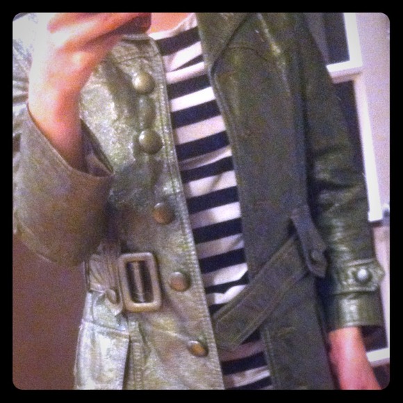 Sold in bundle! Vintage trench in shiny green.