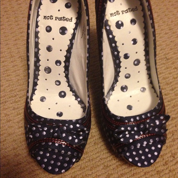 Shoes blue and white polka dot