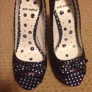 Shoes blue and white polka dot