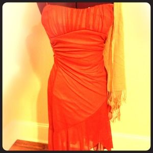 Burnt orange, whimsical dress. Dancing? Yes!
