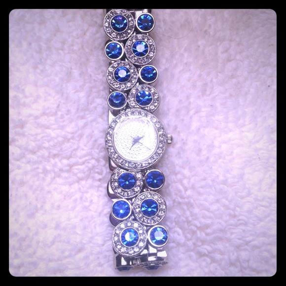 Blue rhinestone watch
