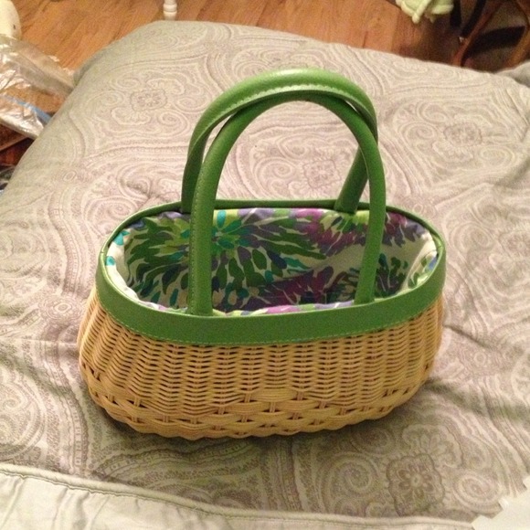 Green wicker purse