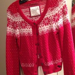 Abercrombie & Fitch red and white cotton Sweater