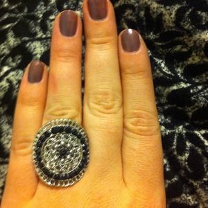 Black Jeweled Shield Ring
