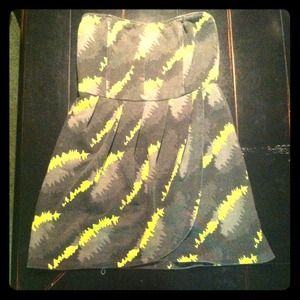 Grey And Neon strapless Mini Dress