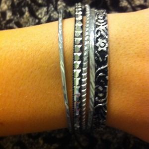 Set of Black and Silver Bangles