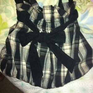 Black and grey plaid with bow purse