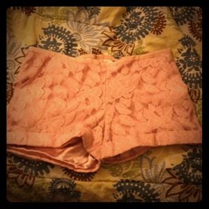 Salmon Pink Floral Shorts