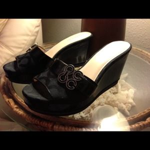 Coach black wedge shoes sandals
