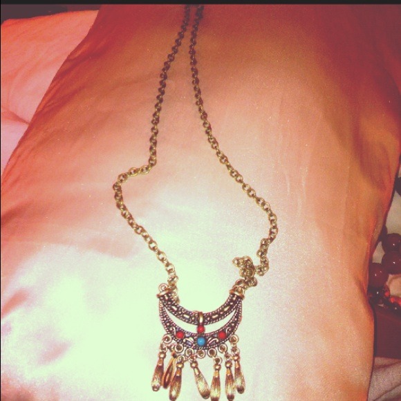 vintage upside down moon necklace that I handmade