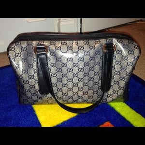 Gucci Metallic Black Crystal Boston Handbag
