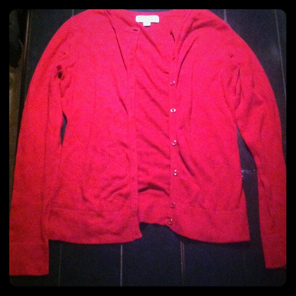 Red button down cardigan