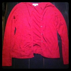 Red button down cardigan