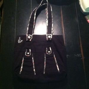 Black purse w/plaid detailing