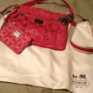 Coach poppy in ruby red w/ matching wristlet