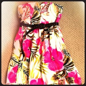 Deb size 11 strapless Hawaiian print dress