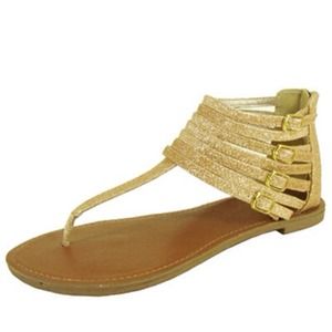 Qupid - Glitter Flat Sandals