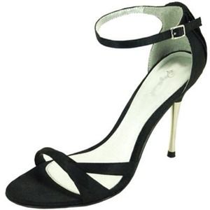 Qupid - Black Satin Sandal