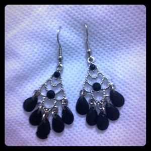 Elegant Black Chandelier Earrings
