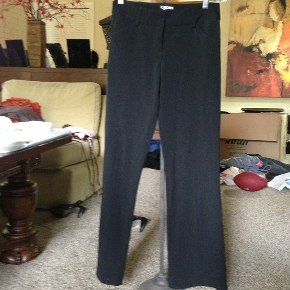 Flat-front black dress pant