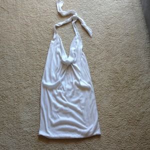 BCBG white clear sequence halter dress