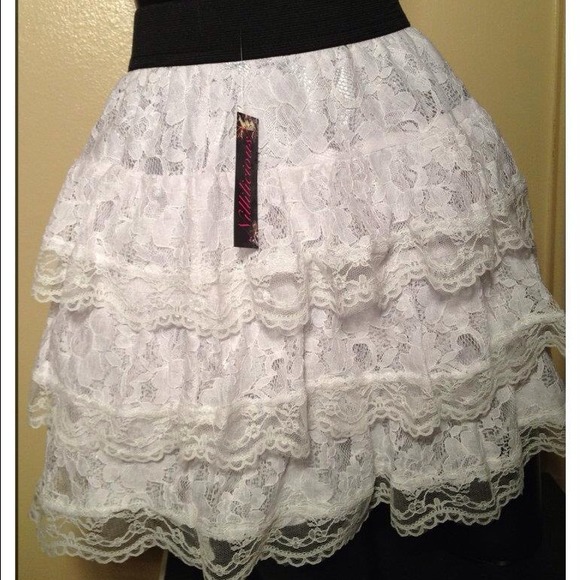 White Lace Ruffle Skirt - Picture 1 of 1