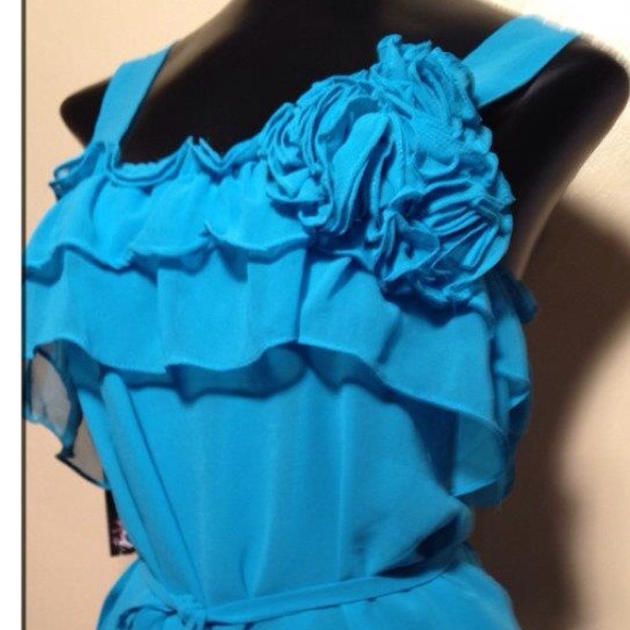 Baby Blue Strappy Rosette Top - Picture 1 of 1
