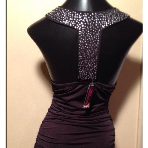 Rhinestone T Back black fitted dress - Picture 1 of 1