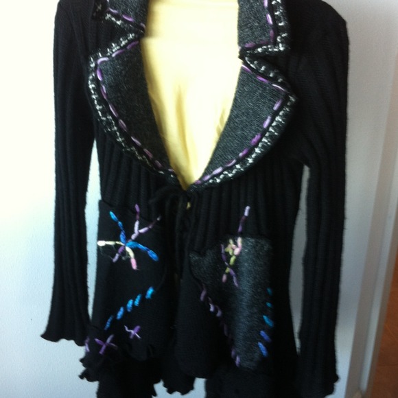 Sloni multi colored ruffled patchwork sweater. - Picture 3 of 4