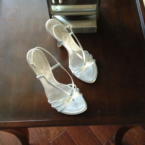 BCBG silver heels