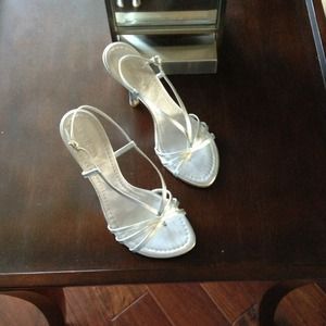 BCBG silver heels