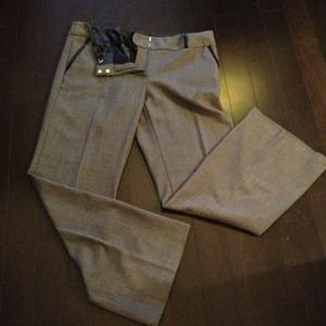 Grey pants with tasteful black leather trim