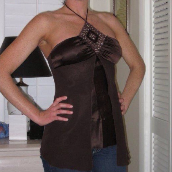 ❌SOLD❌ bebe brown halter top