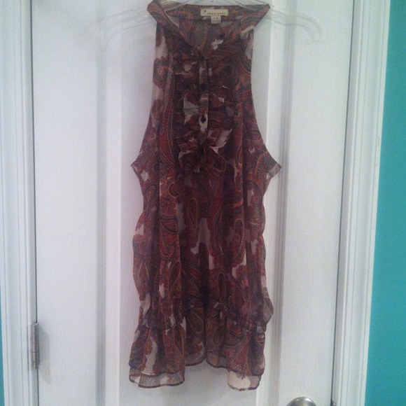 Sheer paisley tuxedo ruffle halter!!