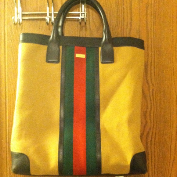 Gucci leather and canvas tote - Picture 2 of 4