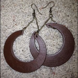 Brown wood earrings