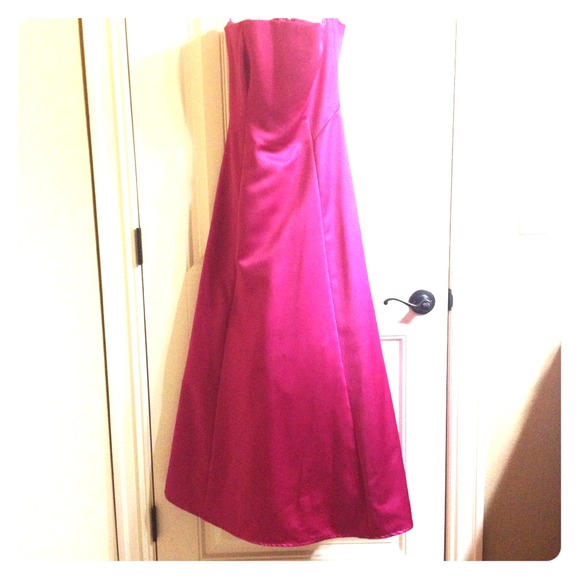 Long pink bridesmaids dress