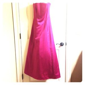 Long pink bridesmaids dress