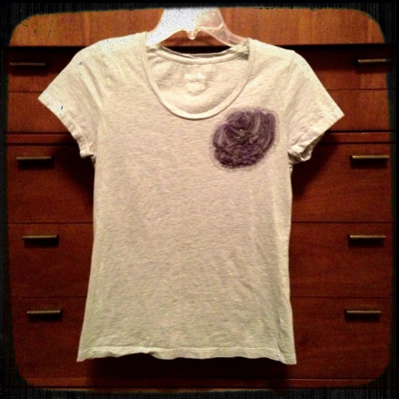 Purple flower detailed t-shirt and Tommy button up