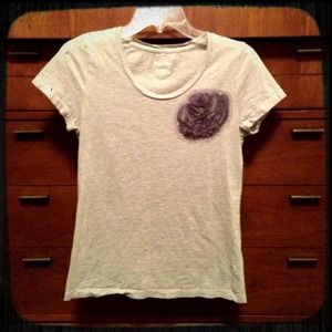 Purple flower detailed t-shirt and Tommy button up