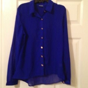 Royal blue sheer button down!!
