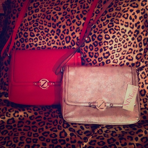 2 Nine & Co. messenger purses. Red and Silver.
