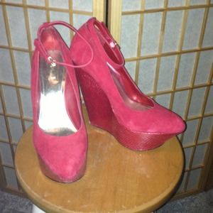 RESERVED Red Wedge Pumps and Black Wedge booties