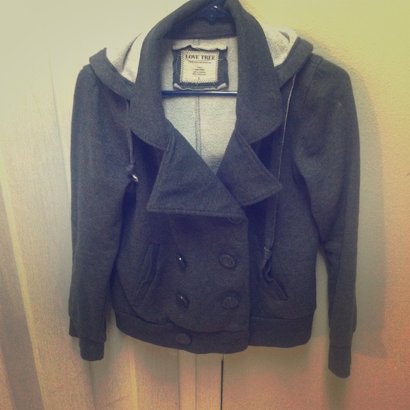 Grey Winter Peacoat W/hood