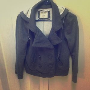 Grey Winter Peacoat W/hood