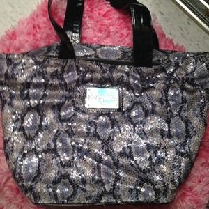 Betsey Johnson Sequined python tote.