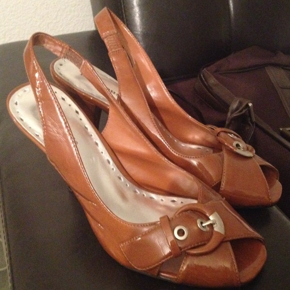 Brown heels with open back