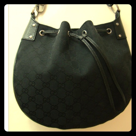 💋SOLD💋Authentic Gucci Black Monogram Drawstring