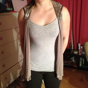 Beige Shark bite cardigan lightly worn