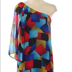 Multi colored one shoulder dress